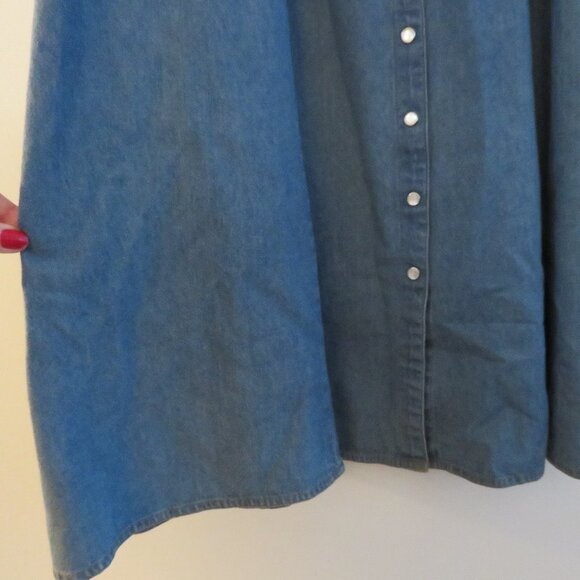 VINTAGE NEVADA JEANSWEAR Light Denim Pearl Snap Maxi Dress - Size 10 - Picture 8 of 15